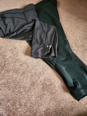 2 Pair Under Armour Black Performance Leggings with Logo